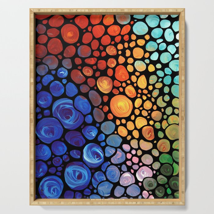 Abstract 1 - Beautiful Colorful Mosaic Art by Sharon Cummings Serving Tray