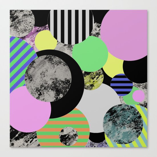Cluttered Circles - Abstract, Geometric, Pop Art Style Canvas Print