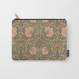 William Morris Vintage Pimpernel Bullrush Russet Minor Carry-All Pouch | Pre Raphaelite, French, Floral, Design, Vintage, Farmhouse, Arts Crafts, Elegant, Peach, Rustic 