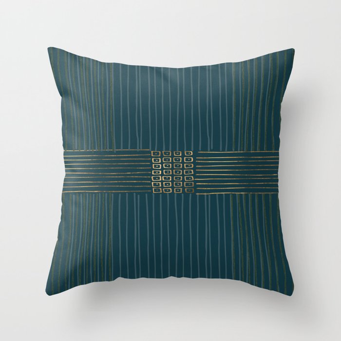 Contemporary Art | Golden Peacock Throw Pillow