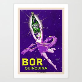 1924 BOR Quinpuina French wine and spirits vintage advertising poster purple background Art Print