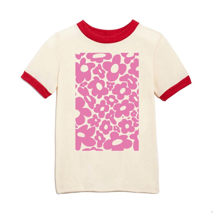 60s 70s Hippy Flowers Pink Kids T Shirt