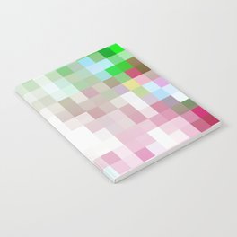geometric pixel square pattern abstract background in pink green Notebook