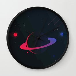 Blue and red planet Wall Clock