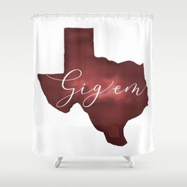 Texas Aggie Gig Em Watercolor Shower Curtain