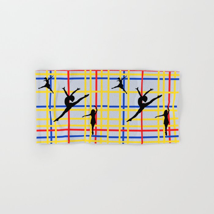 Dancing like Piet Mondrian - New York City I. Red, yellow, and Blue lines on the light blue background Hand & Bath Towel