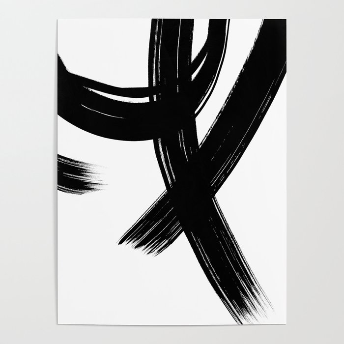 Black Abstract Brush Strokes nr 1 Poster