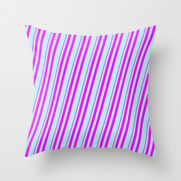 [ Thumbnail: Fuchsia & Turquoise Colored Striped/Lined Pattern Throw Pillow ]
