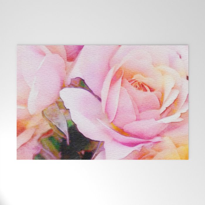 Dusky Pink Roses in Bloom Welcome Mat