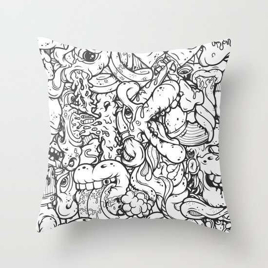 Alphabetcha Collage b&w Throw Pillow