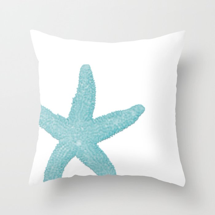 Aqua Starfish Throw Pillow