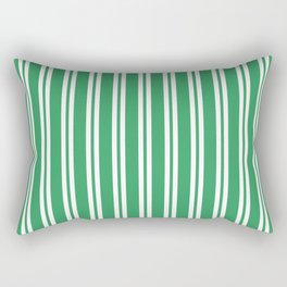 Kelly Green and White Wide Small Wide Stripes Rectangular Pillow