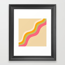 Loana - Pink Green Orange Colourful Wavy Minimalistic Retro Stripes Art Design Pattern  Framed Art Print