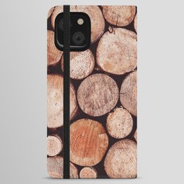 Stacked Round Logs x Hygge Scandi Rustic Cabin iPhone Wallet Case