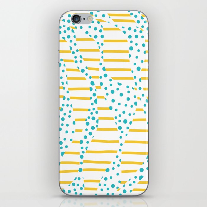 Spots and Stripes 2 - Turquoise and Yellow iPhone Skin