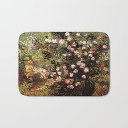 Rosebush in Blossom by Vincent van Gogh Bath Mat | Beach, Pinkroses, Paris, Rosebush, Rose, Capecod, Red, Pink, Searoses, Fieldofflowers 