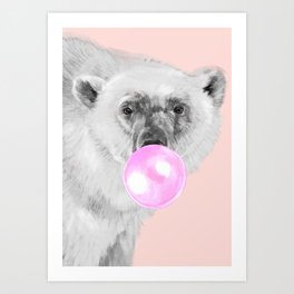 Bubble Gum Polar Bear Art Print