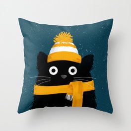 Snowy Winder Day Cat Throw Pillow