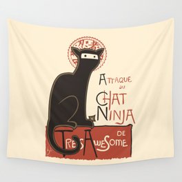 A French Ninja Cat (Le Chat Ninja) Wall Tapestry