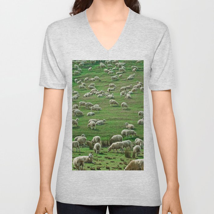 Flock Sheep New Zealand V Neck T Shirt