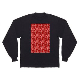 Christmas Pattern Red White Drawing Elements Long Sleeve T-shirt