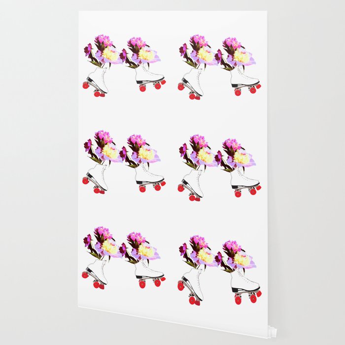 Peony Flowers On Roller Skates Wallpaper By Manitarka Society6