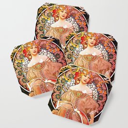 Alphonse Mucha Daydream Floral Vintage Art Nouveau Coaster