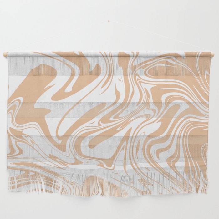 Liquid Contemporary Abstract Tan Beige and White Swirls - Retro Liquid Swirl Pattern Wall Hanging