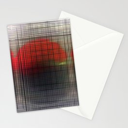 Sloane Grid Sun - gray red grid, grid pillow, home decor, painterly, sunshine, boho art, bohemian Stationery Card
