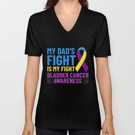 Bladder Cancer Ribbon Awareness Chemo Survivor V Neck T Shirt