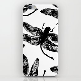 black ink dragonflies iPhone Skin