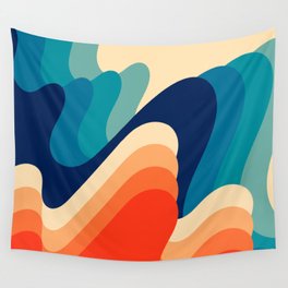 Retro 70s and 80s Abstract Art Mid-Century Waves  Wall Tapestry