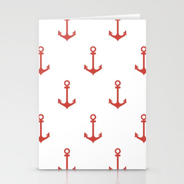 Anchors Away Red  Stationery Cards