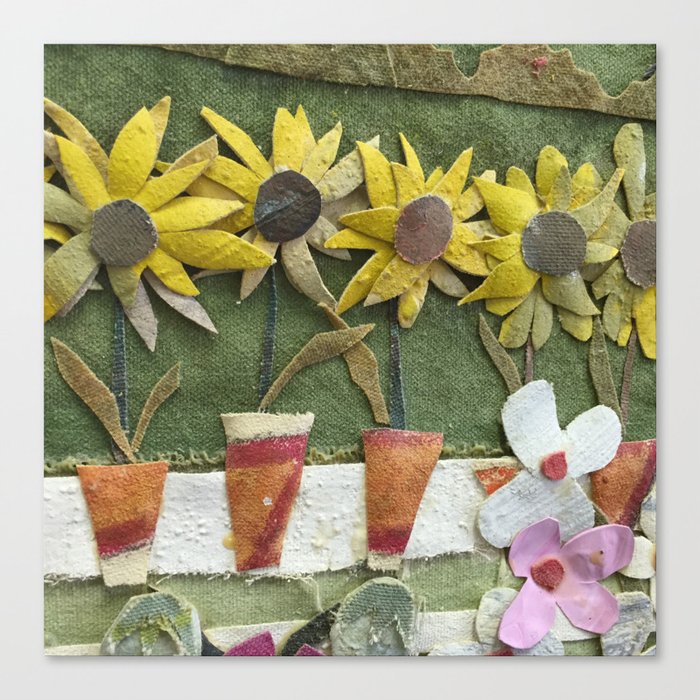 Yellow Flowers in a Row Canvas Print