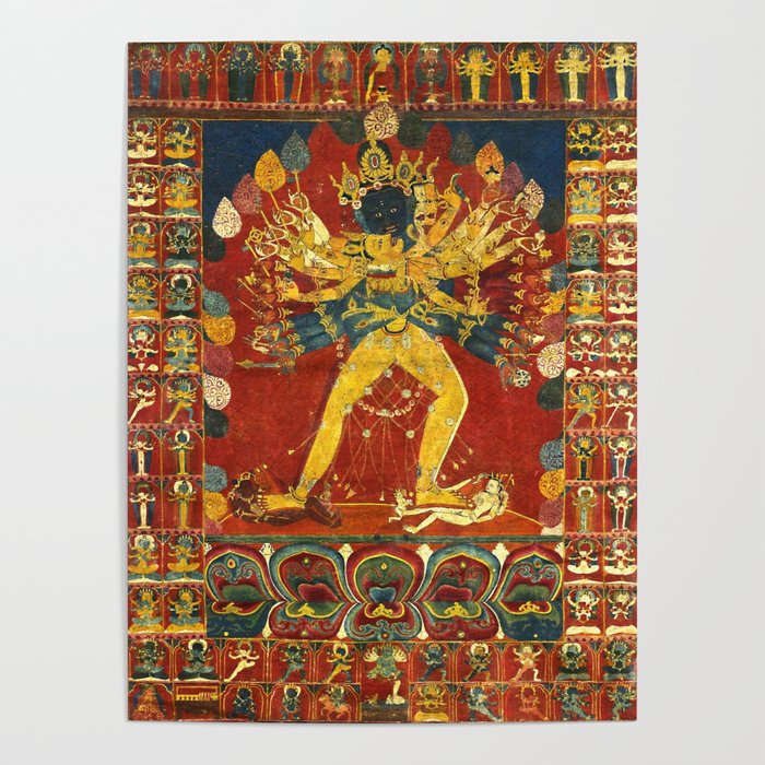 Tibetan Buddhist Kalachakra Wheel Time 1400s Poster