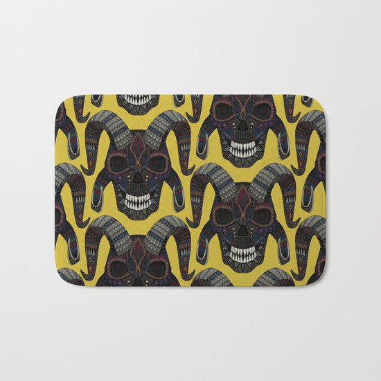demon skull ochre Bath Mat