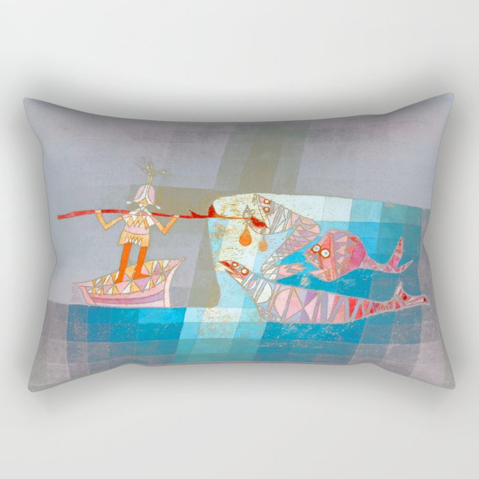 Remix The Seafarers Painting by Paul Klee Bauhaus Abstract Art Rectangular Pillow
