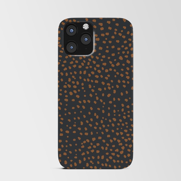 Wild animal print cheetah spots and dots copper rust charcoal gray iPhone Card Case