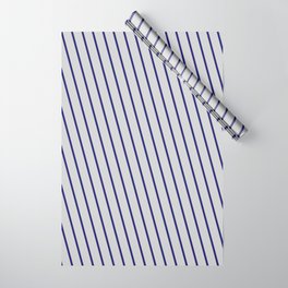 [ Thumbnail: Light Grey and Midnight Blue Colored Stripes/Lines Pattern Wrapping Paper ]