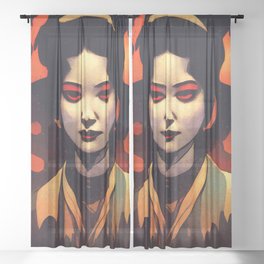 The Ancient Spirit of the Geisha Sheer Curtain