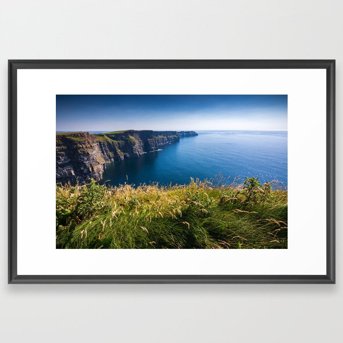 Sunny Cliffs of Moher, Ireland Framed Art Print