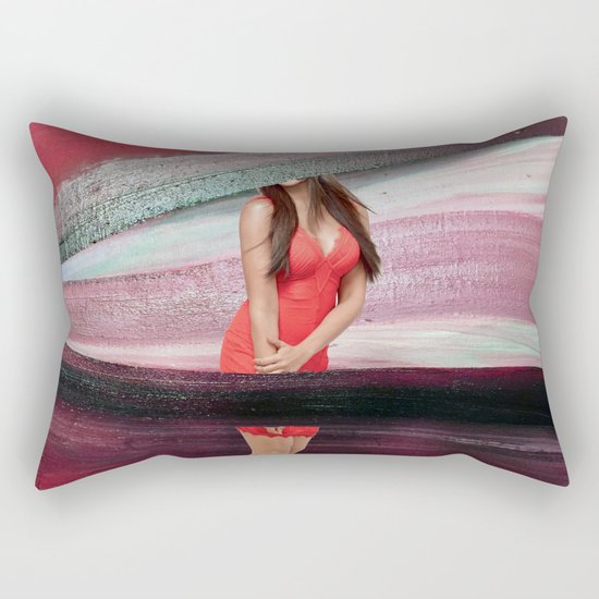 Woman in red clothes Rectangular Pillow