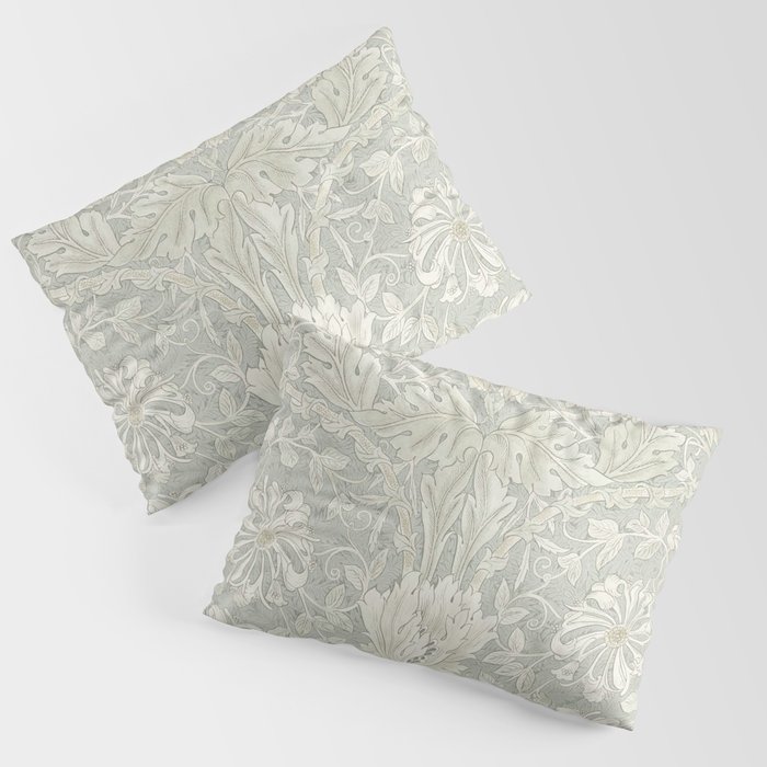 William Morris Honeysuckle & Tulip Pale Grey Blue Floral Pillow Sham