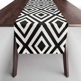 Black and White Modern Geometric Pattern Table Runner
