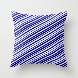 [ Thumbnail: Blue and Lavender Colored Lines/Stripes Pattern Throw Pillow ]