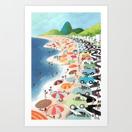 Fuscas em Copacabana Art Print