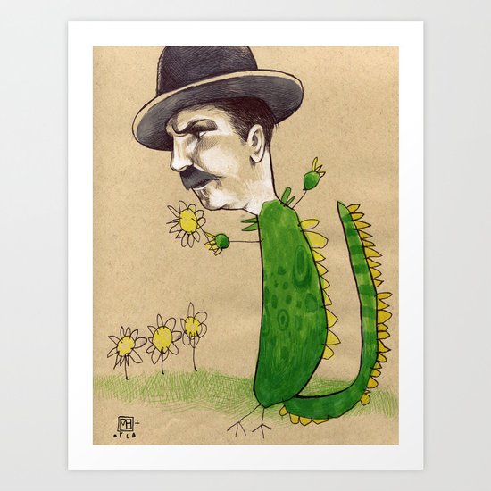 Dragon Guy with Flowers Art Print