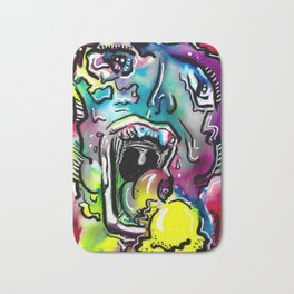 Eat Your Ice Cream Colorful Abstract Watercolor Bath Mat