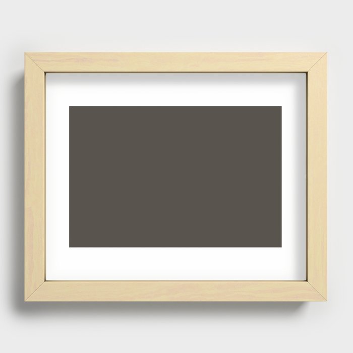 Dark Brown Solid Color Pairs Pantone Black Olive 19-0608 TCX - Shades of Orange Hues Recessed Framed Print