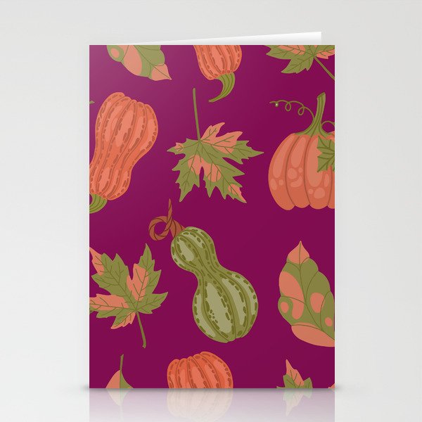 Green and Orange Pumpkin Texture. Colorful Seamless Pattern Stationery Cards